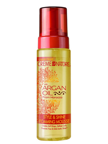CREME OF NATURE ARGAN OIL STYLE & SHINE FOAMING MOUSSE 7OZ - onestylbeauty